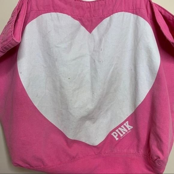 Victoria's Secret PINK Tote Bag Have A Heart Large Pink White Gold Beach Gym - Picture 4 of 10